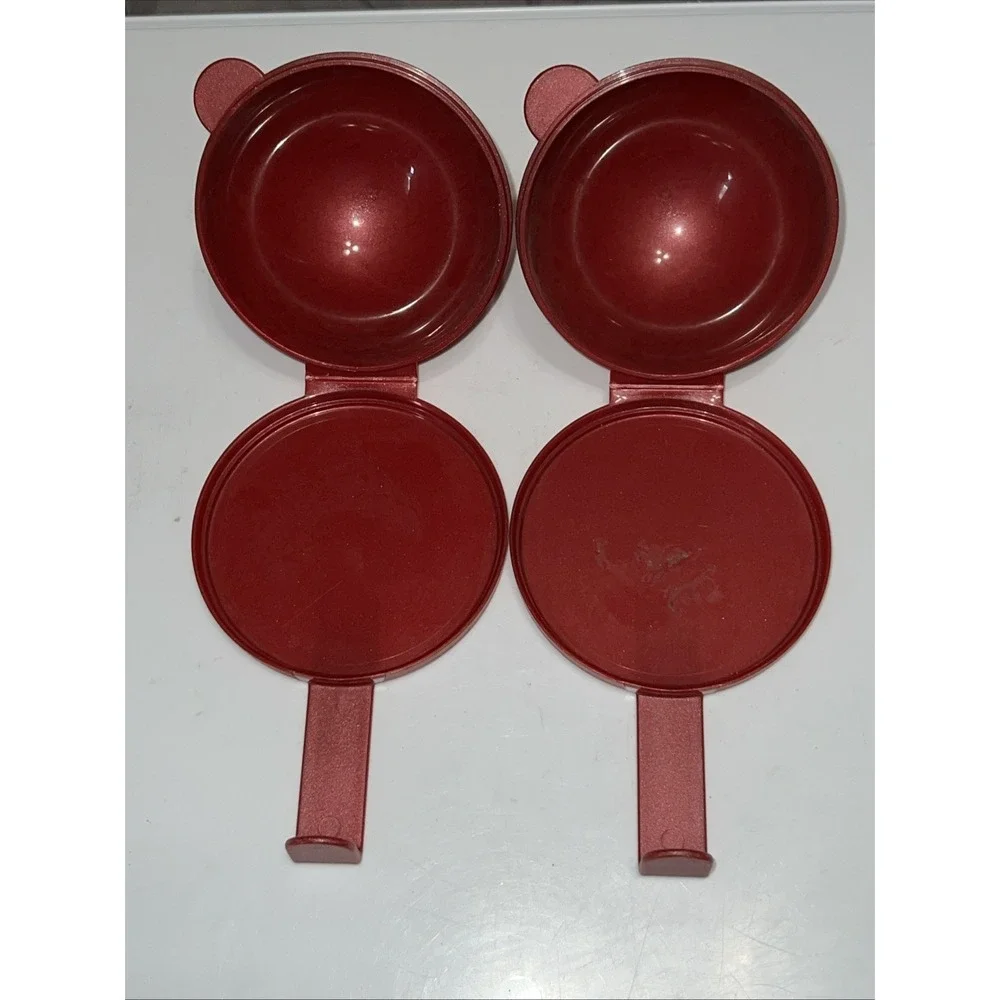 Set 2 Vintage Tupperware Forget Me Not Onion/Tomato Hanging‎ Keeper RED Garnet
